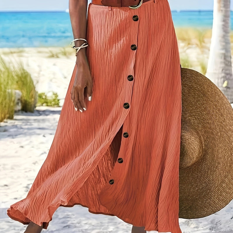 Long Semi-Transparent Skirt with Opening