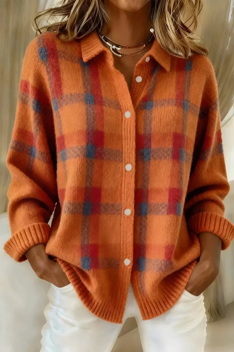Sylvie | Buttoned Check Cardigan