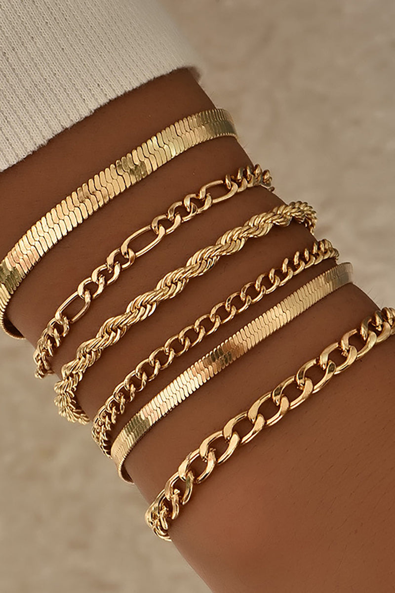 Set of 6 Cuban Chain Bracelets