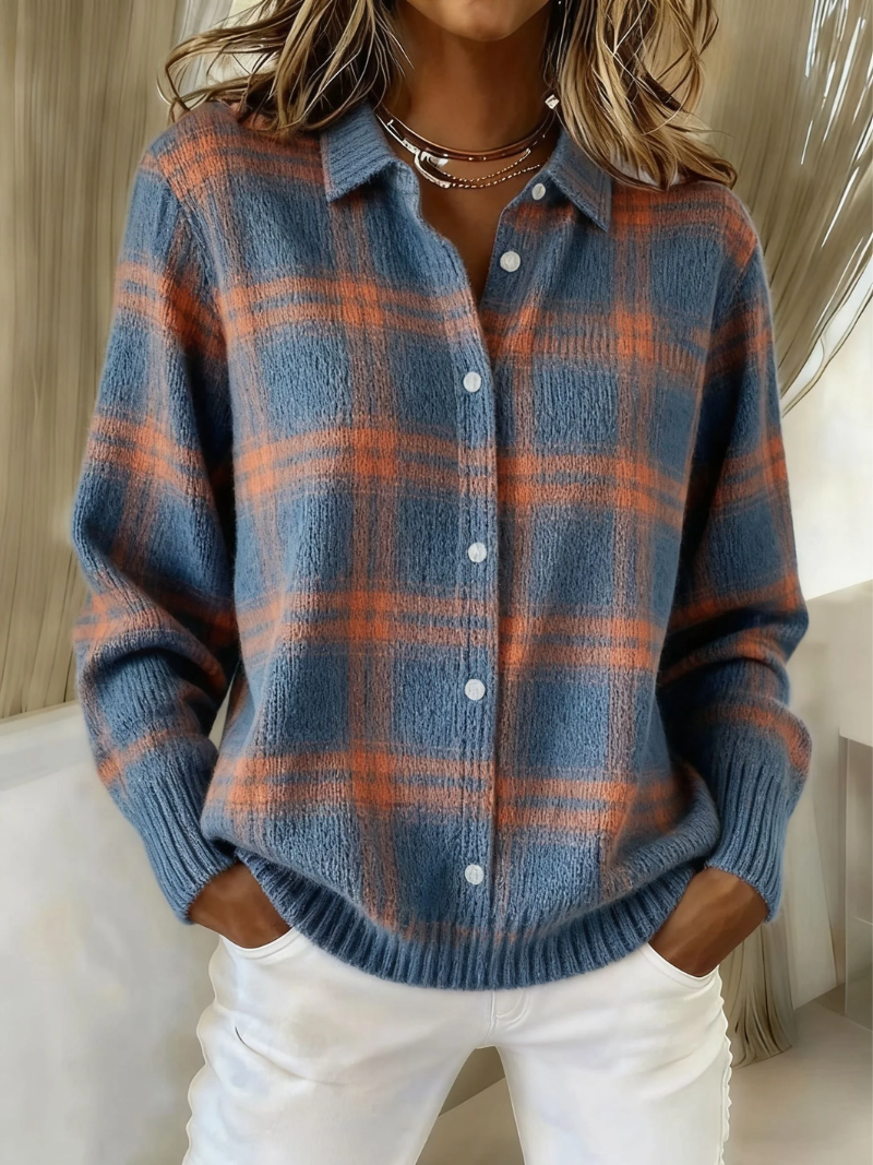 Nicole | Buttoned Checked Cardigan