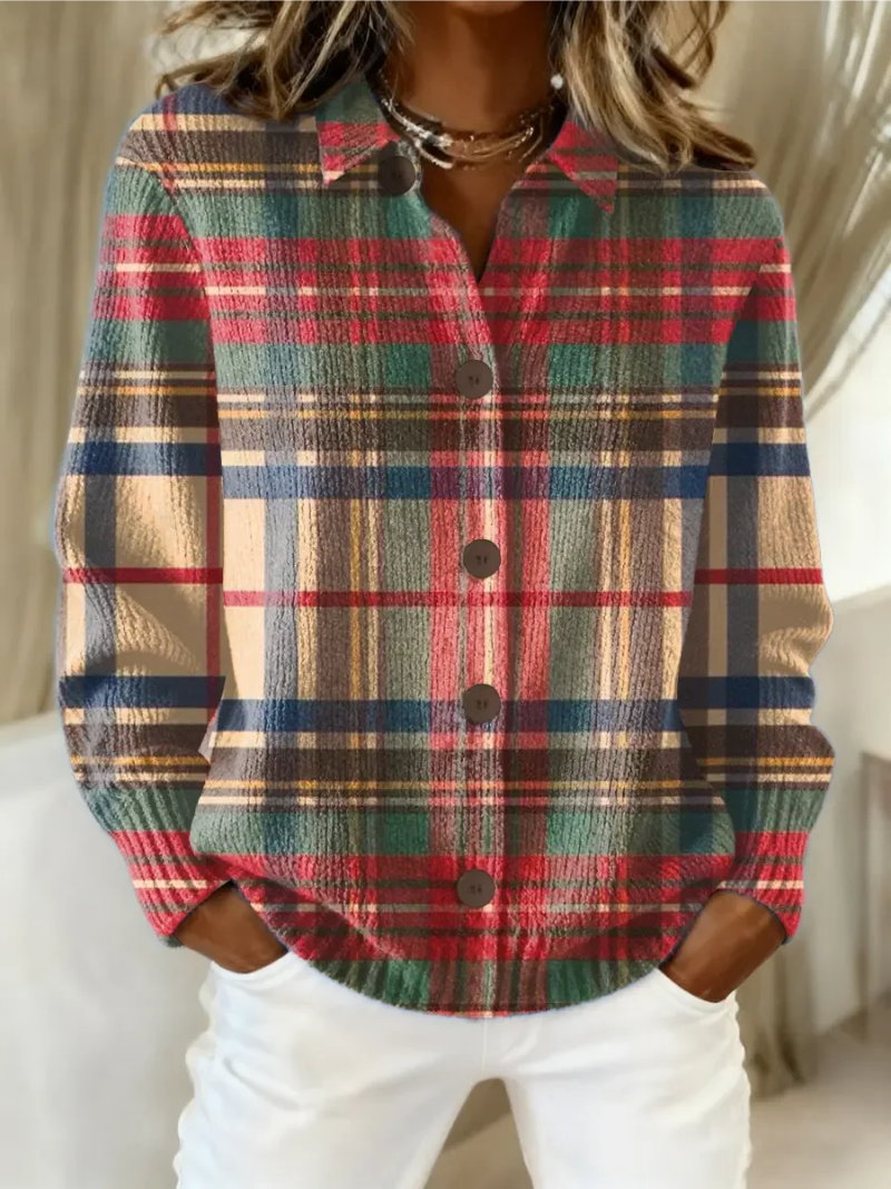 Dominique | Buttoned Multicolour Check Cardigan