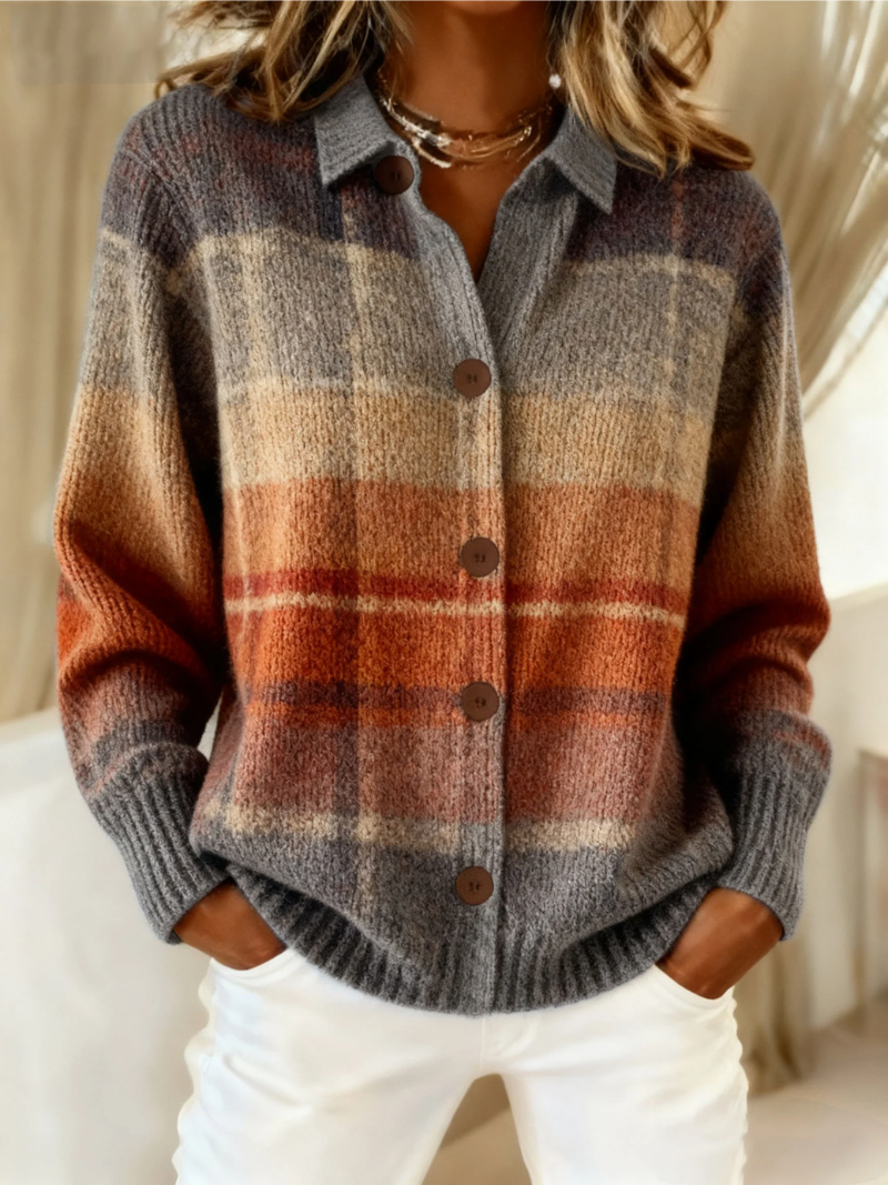 Odette | Autumn Ombré Checked Cardigan