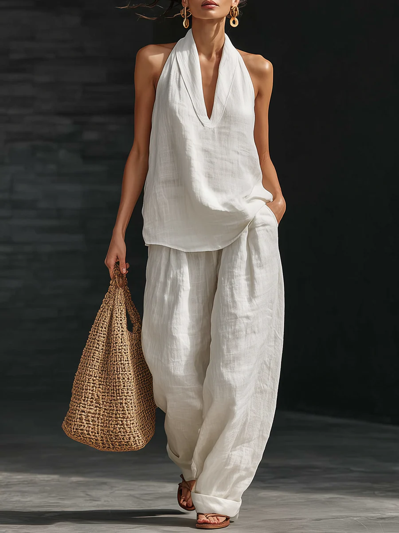 Carmen | Sleeveless Set with Wide Leg Trousers