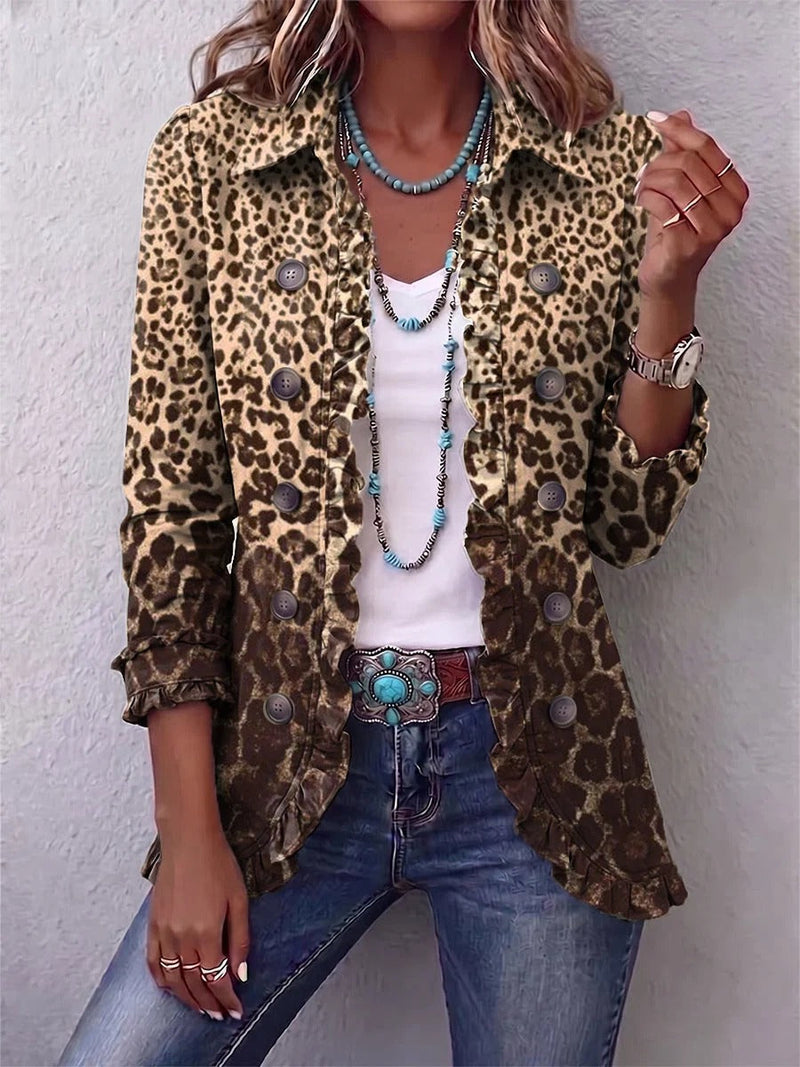 Naiara | Ruffle Jacket with Leopard Print