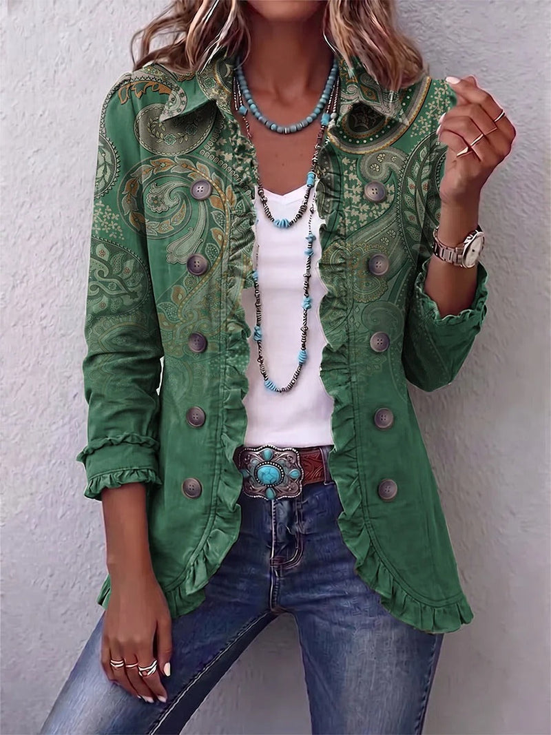 Janira | Boho Ruffled Jacket with Paisley Print
