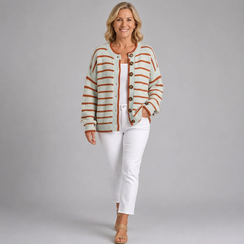 Mabel | Striped Knit Cardigan for Women