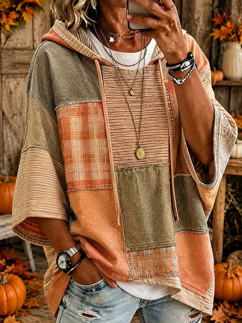 Women's Artistic Autumn Patchwork Hoodie