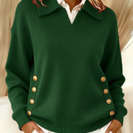 Vynette | Polo-Collar V-Neck Jumper