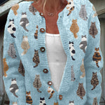 Charlotte | Cosy Cat Print Cardigan
