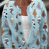 Charlotte | Cosy Cat Print Cardigan
