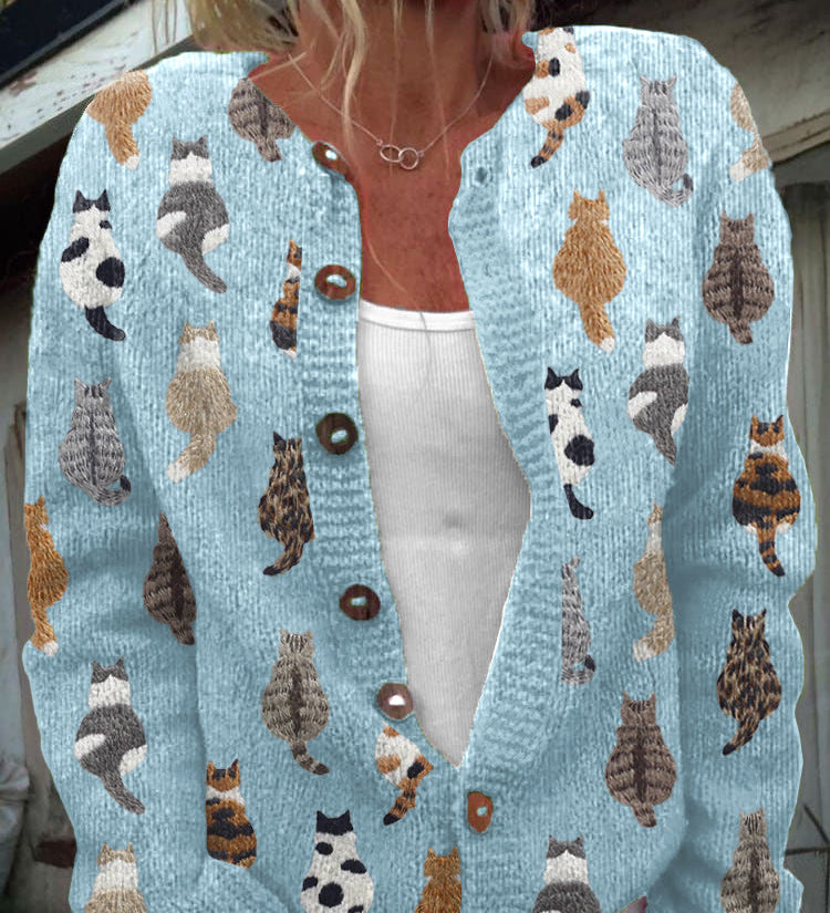 Charlotte | Cosy Cat Print Cardigan