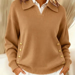 Vynette | Polo-Collar V-Neck Jumper