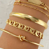 4-Piece Metal Chain Bracelet Set