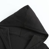 Black Hooded Cardigan with Buttons
