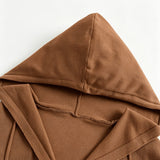 Coffee Brown Hooded Cardigan with Buttons