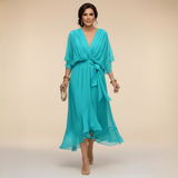 HOLLY | V-Neck Chiffon Midi Dress