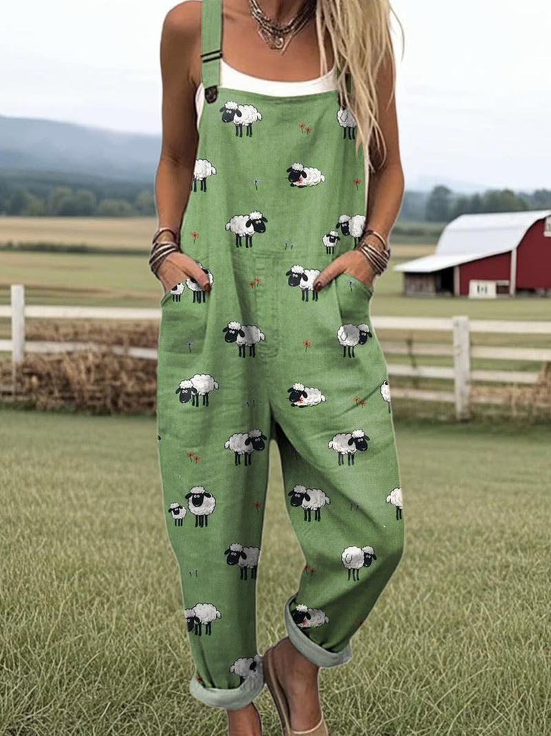 Julia | Whimsical Sheep Print Dungarees
