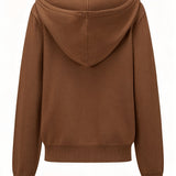 Coffee Brown Hooded Cardigan with Buttons