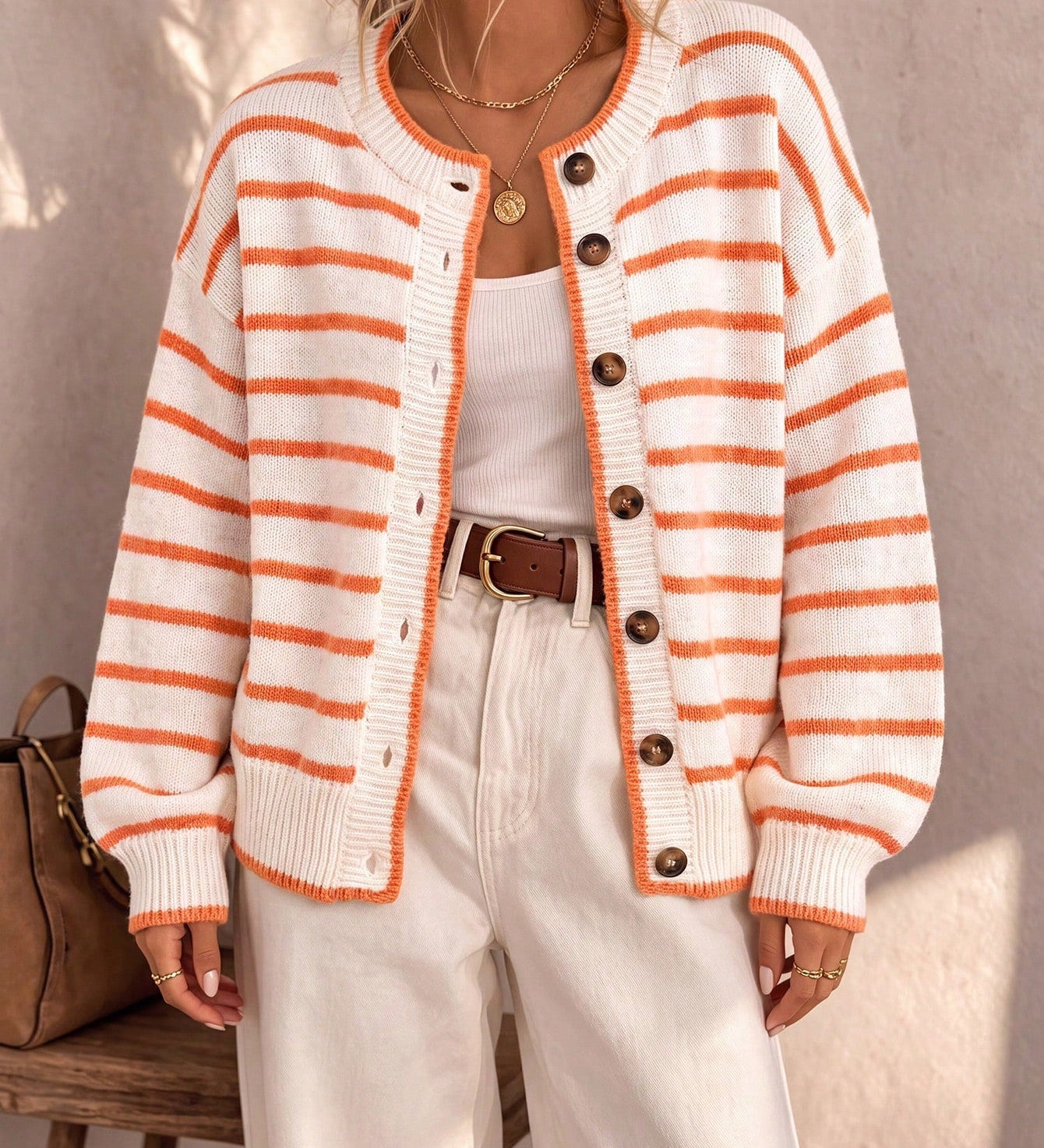 Mabel | Striped Knit Cardigan for Women