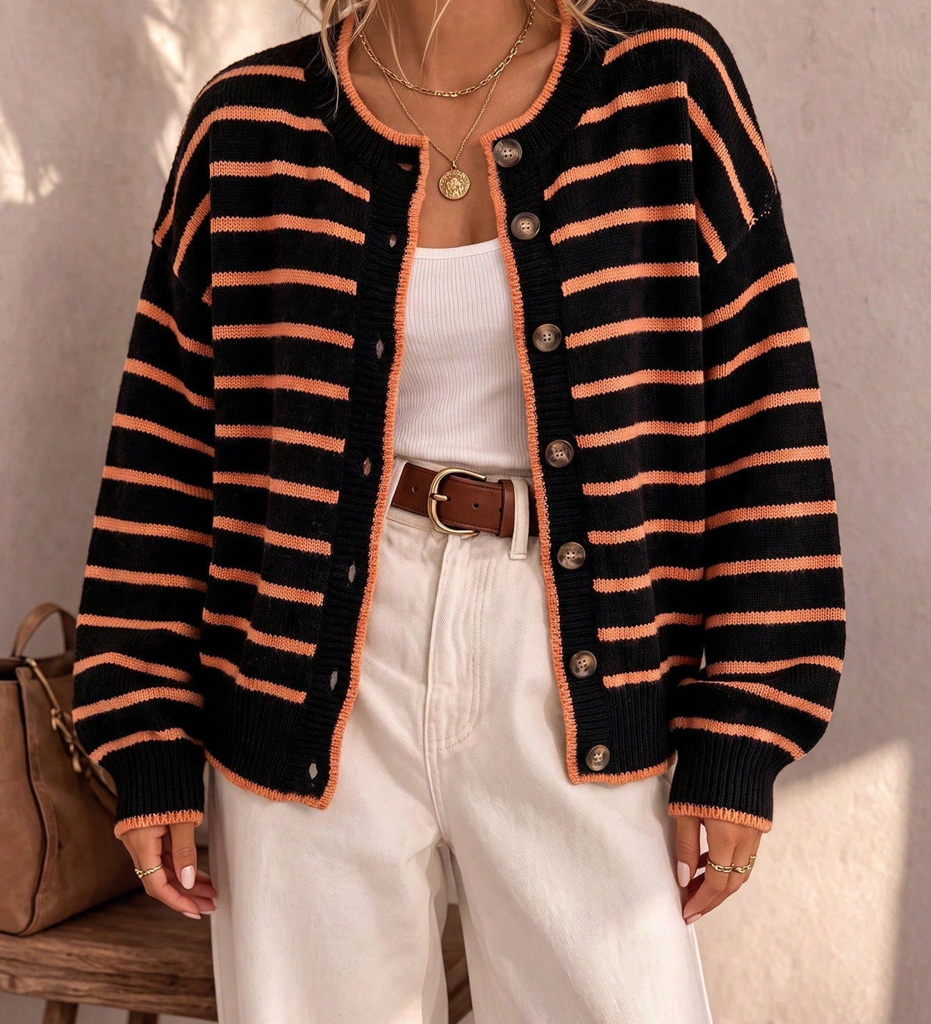 Mabel | Striped Knit Cardigan for Women