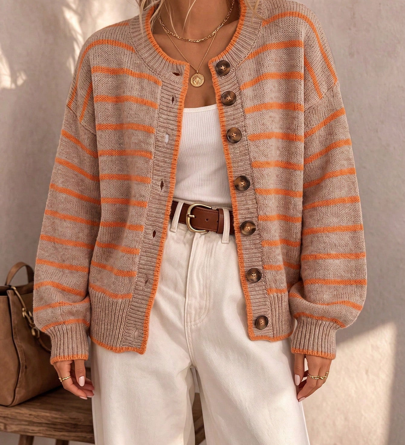 Mabel | Striped Knit Cardigan for Women