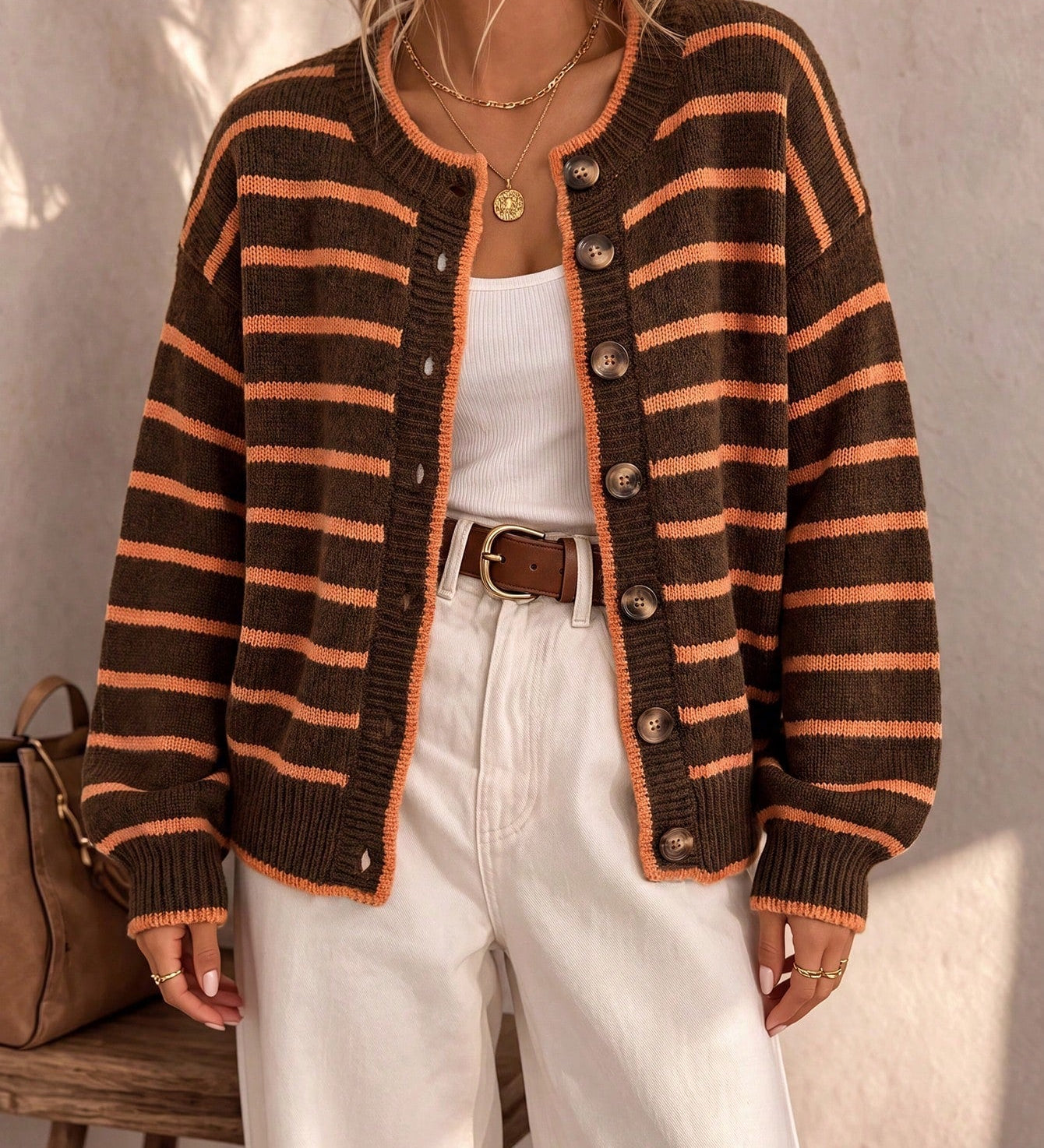 Mabel | Striped Knit Cardigan for Women
