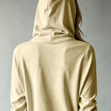 Apricot Hooded Cardigan with Buttons