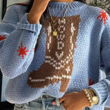 Linda | Women's Boot Pattern Round Neck Winter Sweater