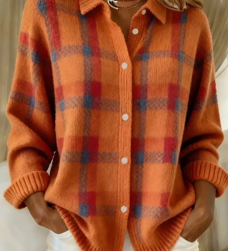 Sylvie | Buttoned Check Cardigan