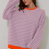 Pippa | Women's Oversized Striped Batwing Knit Sweater