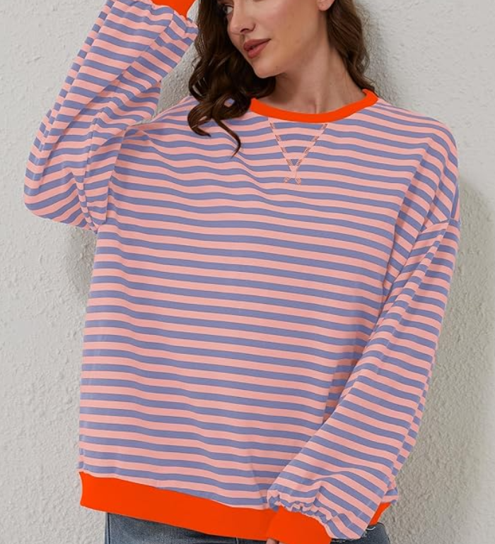 Pippa | Women's Oversized Striped Batwing Knit Sweater