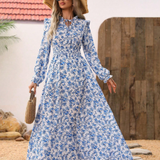 TABITHA | Black & White Tie-Neck Maxi Dress