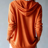 Orange Hooded Cardigan with Buttons