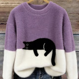 Ines | Cat Motif Wool-Mix Knit Sweater