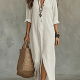 BEATRICE | Black Button-Front Maxi Dress