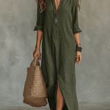 BEATRICE | Black Button-Front Maxi Dress