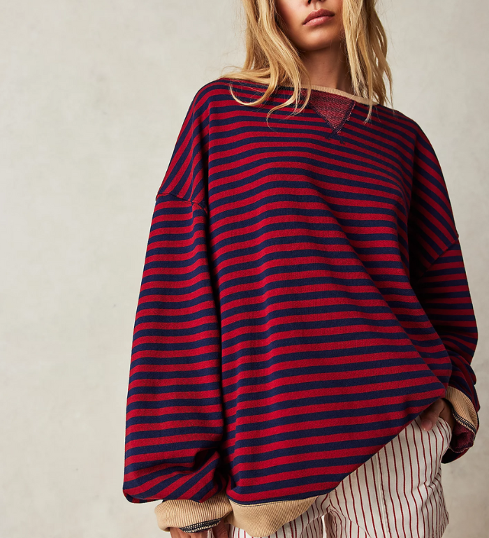 Pippa | Women's Oversized Striped Batwing Knit Sweater