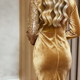 Emilia | Christmas Midi Dress with V-Neck