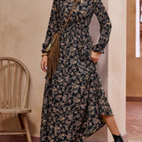 TABITHA | Black & White Tie-Neck Maxi Dress