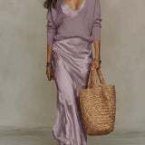 ELIZA | Satin Midi Dress with Built-In Jumper