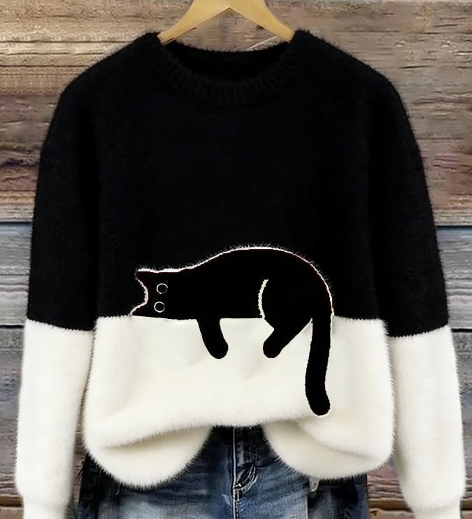 Ines | Cat Motif Wool-Mix Knit Sweater