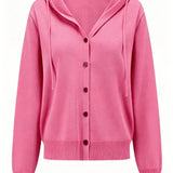 Pink Hooded Cardigan with Buttons