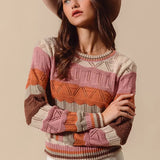 Jamie | Women's Striped Long Knit Sweater