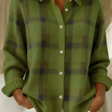 Annette | Buttoned Checked Cardigan