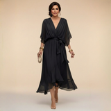 HOLLY | V-Neck Chiffon Midi Dress