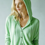 Mint Green Hooded Cardigan with Buttons