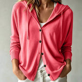 Coral Hooded Cardigan with Buttons