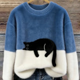 Ines | Cat Motif Wool-Mix Knit Sweater