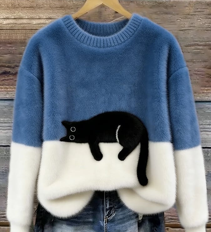 Ines | Cat Motif Wool-Mix Knit Sweater