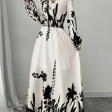 TABITHA | Black & White Tie-Neck Maxi Dress